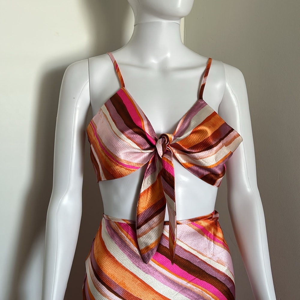 Forever21, Women’s Size L Striped Multicolor Maxi Top and Skirt Set - Picture 2 of 14